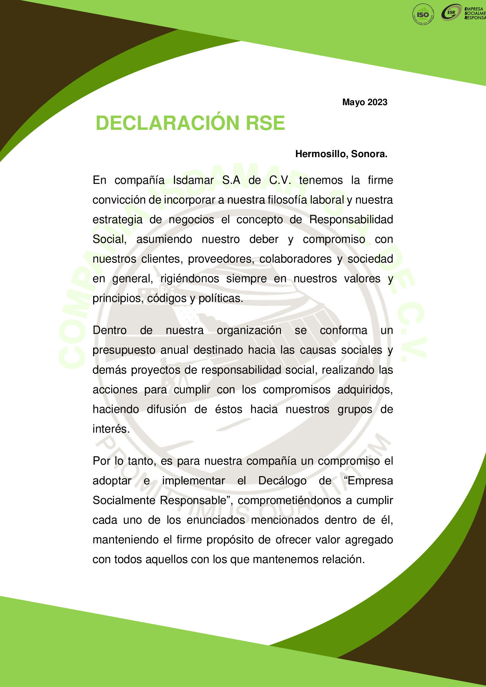 Declaración RSE
